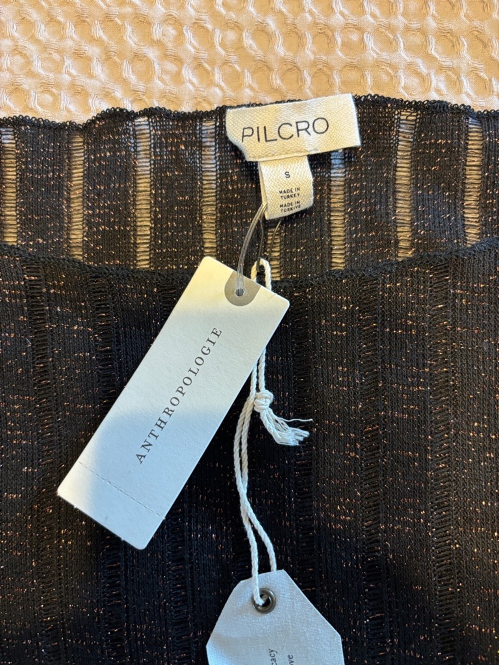 Pilcro Black Metallic Ribbed Scoop-Neck Sweater - Picture 2 of 3